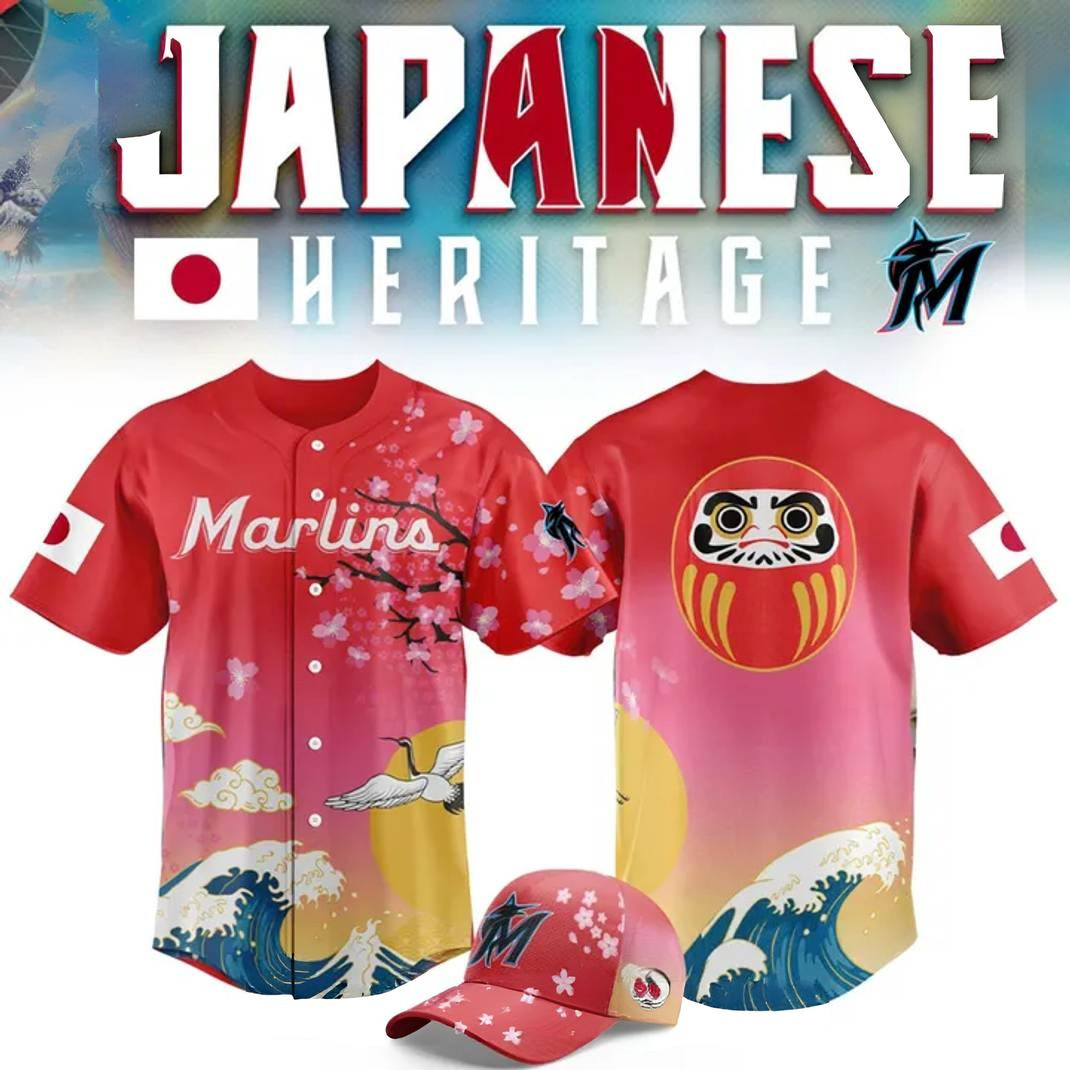 Miami Marlins x Japanese Heritage Special Baseball Jersey Gifts For Baseball Lovers