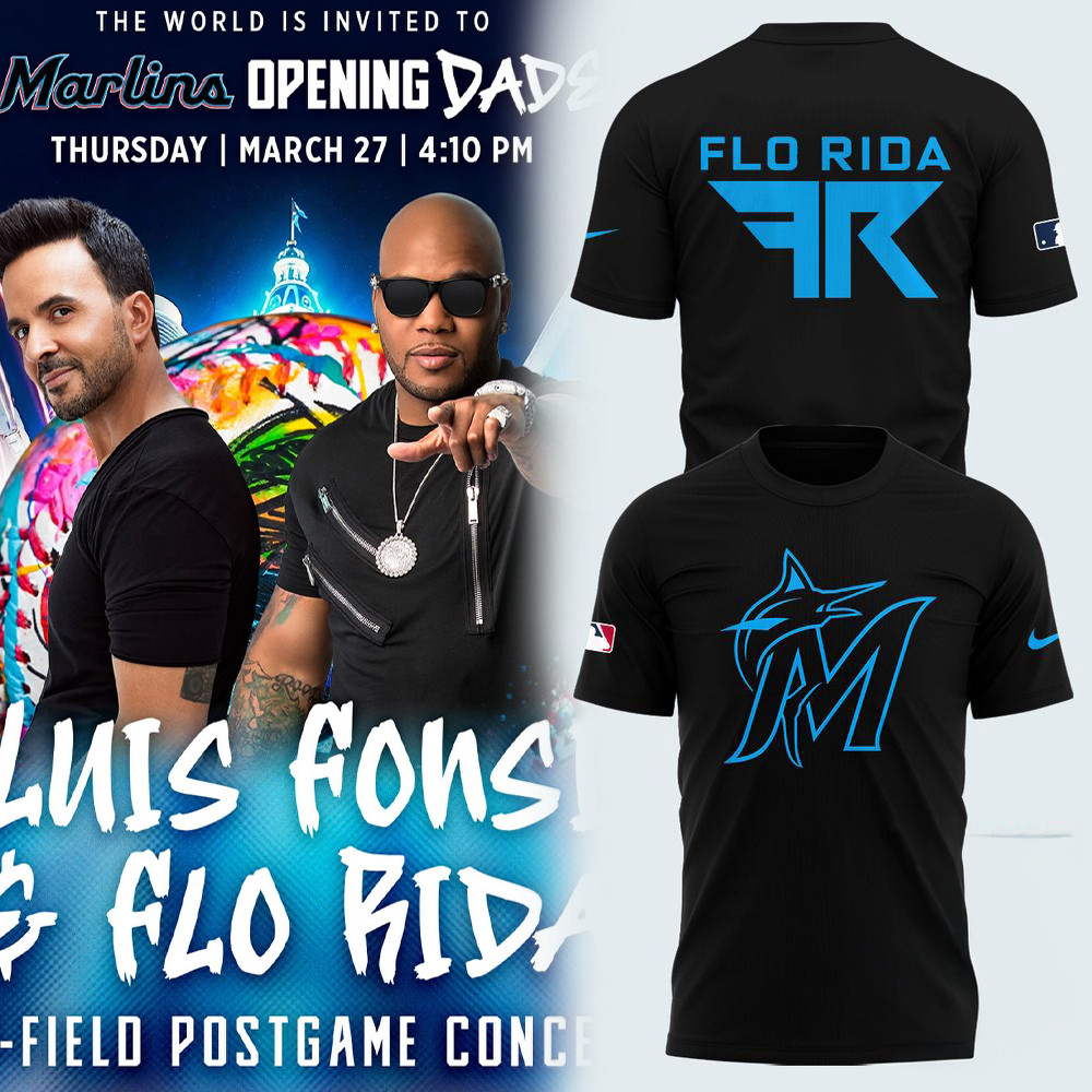 Miami Marlins x Luis Fonsi and Flo Rida 2025 New 3D Shirt Gifts For Baseball Fan