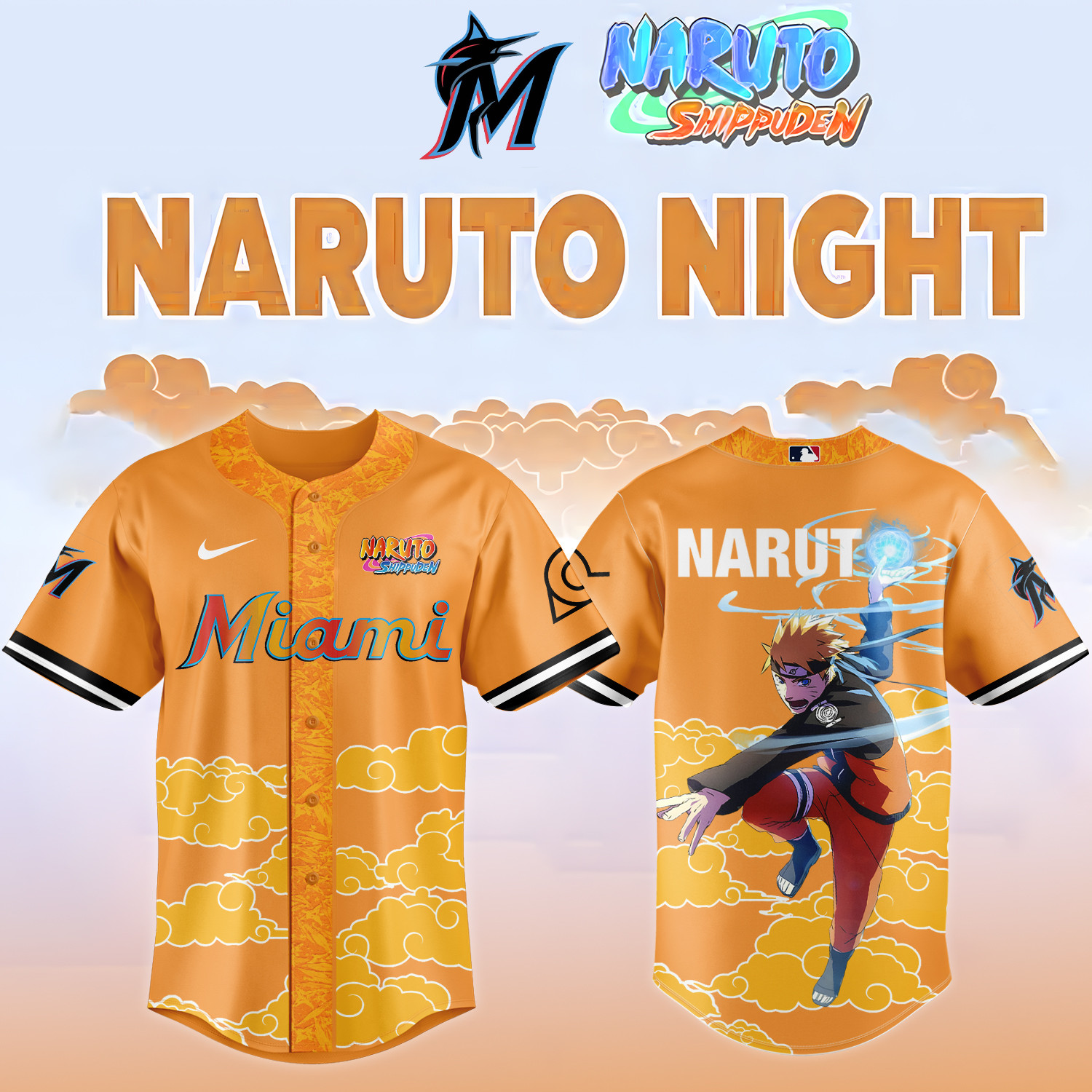 Miami Marlins x Naruto Night Baseball Jersey 2026 MLB Playoffs Clothing Basketball Gear