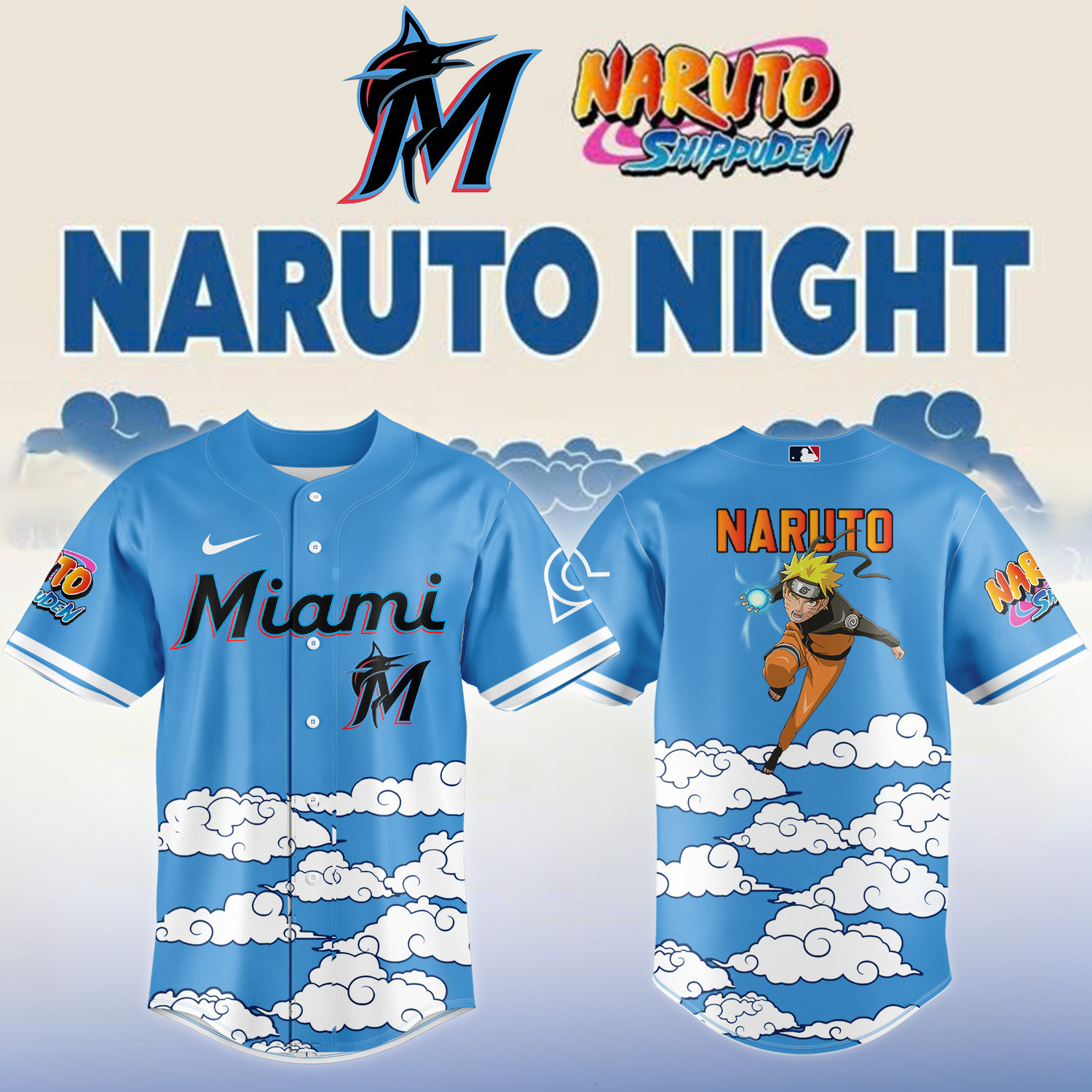 Miami Marlins x Naruto Night Baseball Jersey 2026 MLB Playoffs Merch Cool Gift For Friends