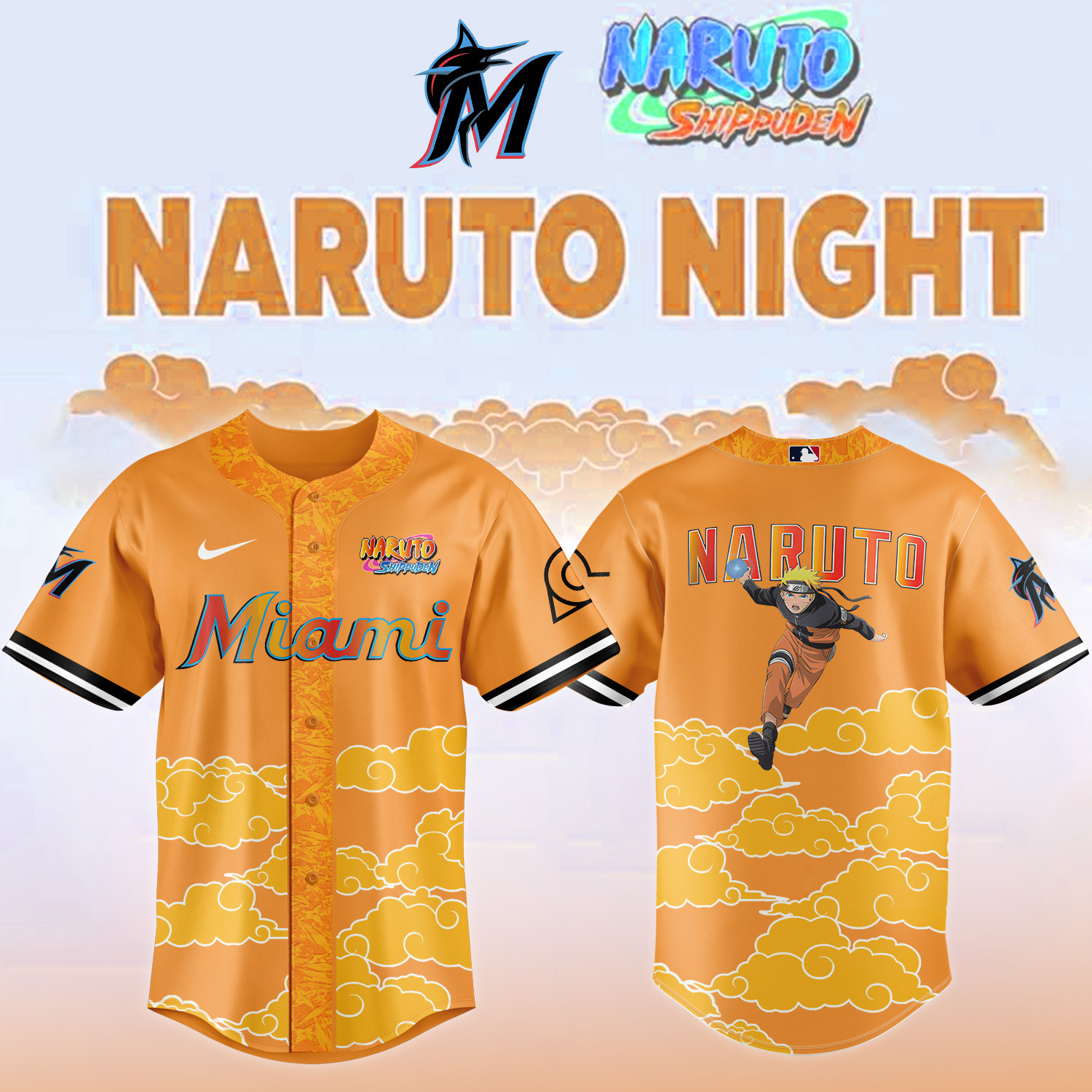 Miami Marlins x Naruto Night Baseball Jersey Basketball Clothing Unique Gift For Brother