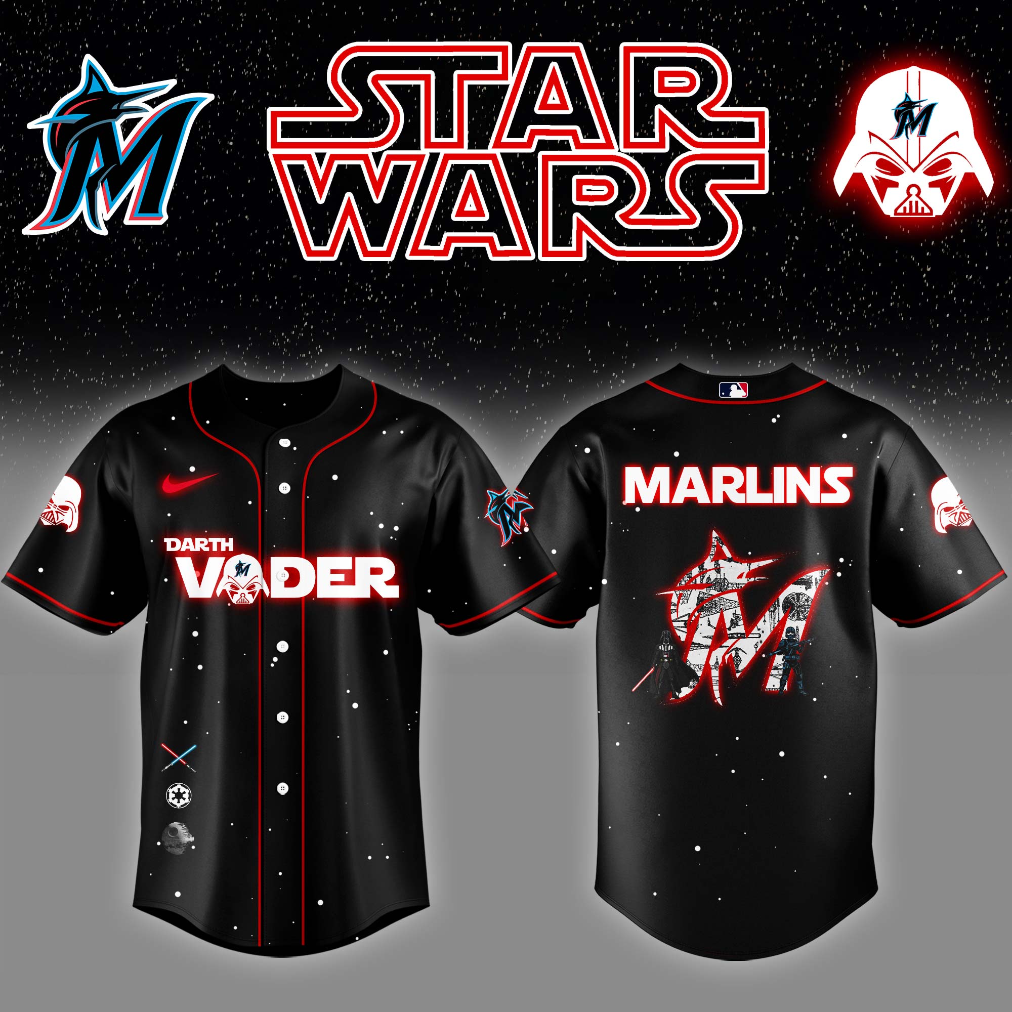 Miami Marlins x Stars Wars Darth Vader Night Baseball Jersey Unique Baseball Gifts