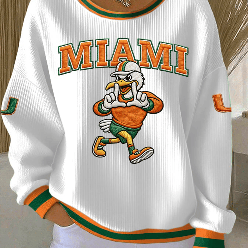 Miami Orange And Green Sweatshirt Football Themed Miami Hurricanes Merch Sport Gifts