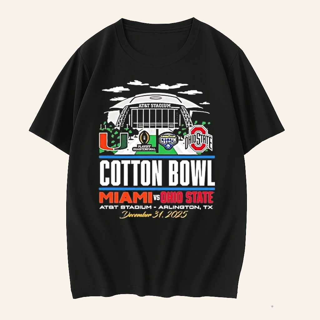Miami Vs Ohio State 2026 CFP Cotton Bowl T-Shirt Fan Merch Football Related Gifts