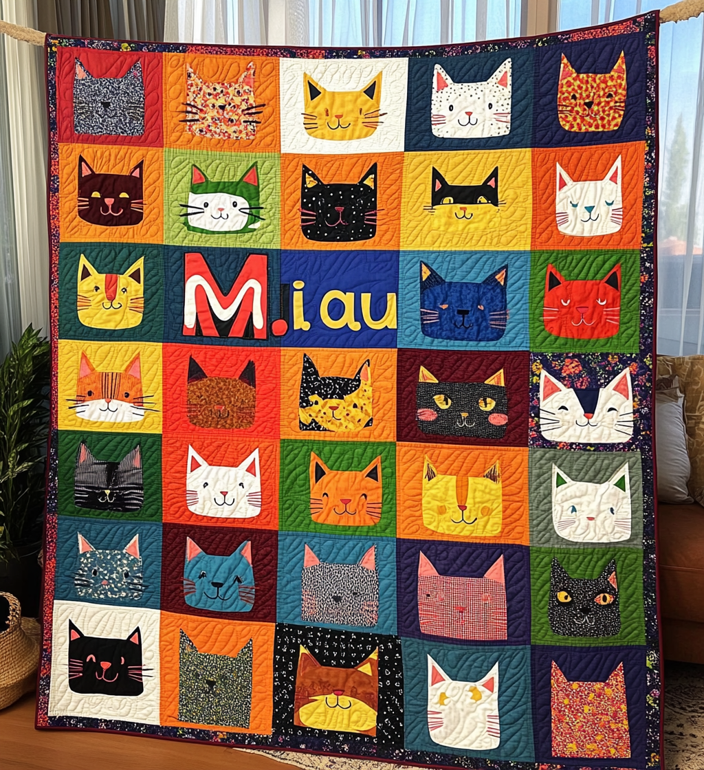 Miau Kingdom Quilted Blanket Novelty Gifts For Cat Lovers