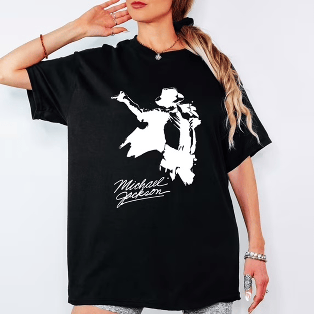 Michael 80s Pop Icon Music Legend Singature T-Shirt Michael Jackson Clothes Best Gift For Fans