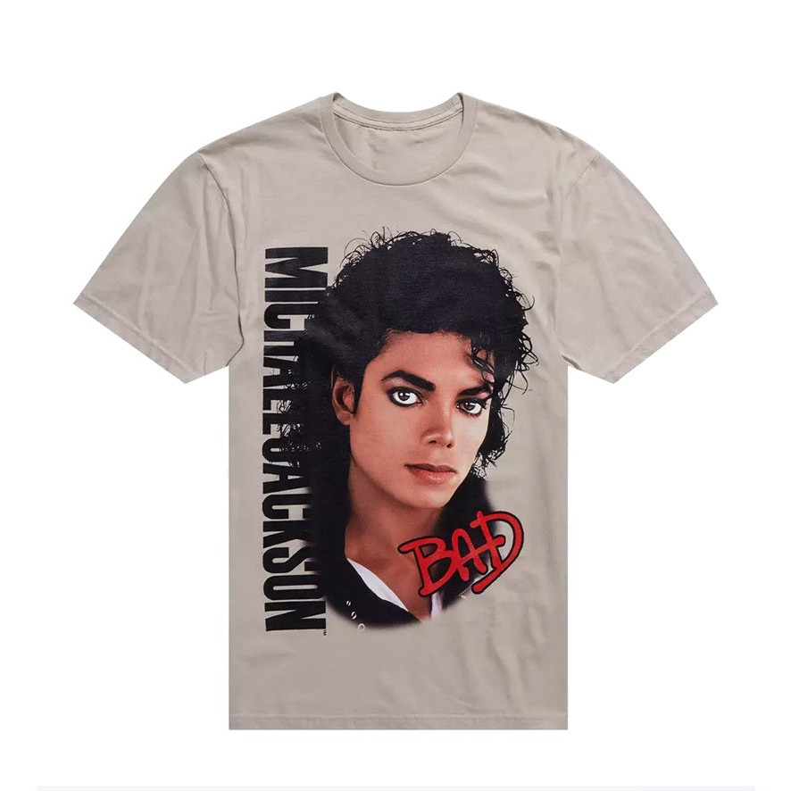 Michael Jackson BAD Portrait Beige T -Shirt Michael Jackson Lover Tee Fans Gift Idea