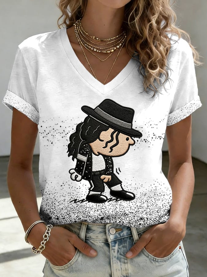 Michael Jackson Dance Pose Art V-Neck Shirt Michael Jackson Clothes Birthday Gift For Her