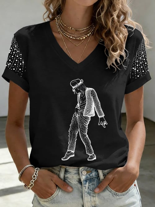 Michael Jackson Dancing Pose V-Neck Shirt Michael Jackson Lover Shirt Fans Gift For Her