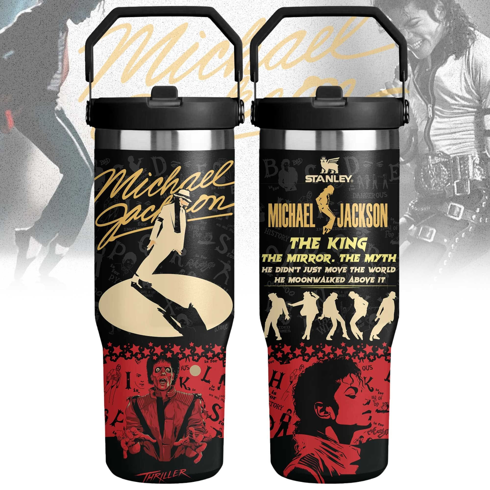 Michael Jackson King Of Pop Stanley Tumbler Thriller Moonwalk Design Mug Best Gift For MJ Fans