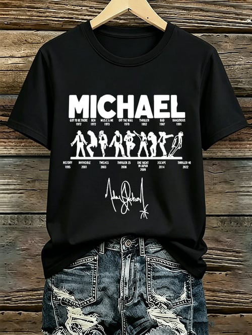 Michael Jackson King Of The Pop Signature T-Shirt Michael Jackson Clothes Good Gift For Fans