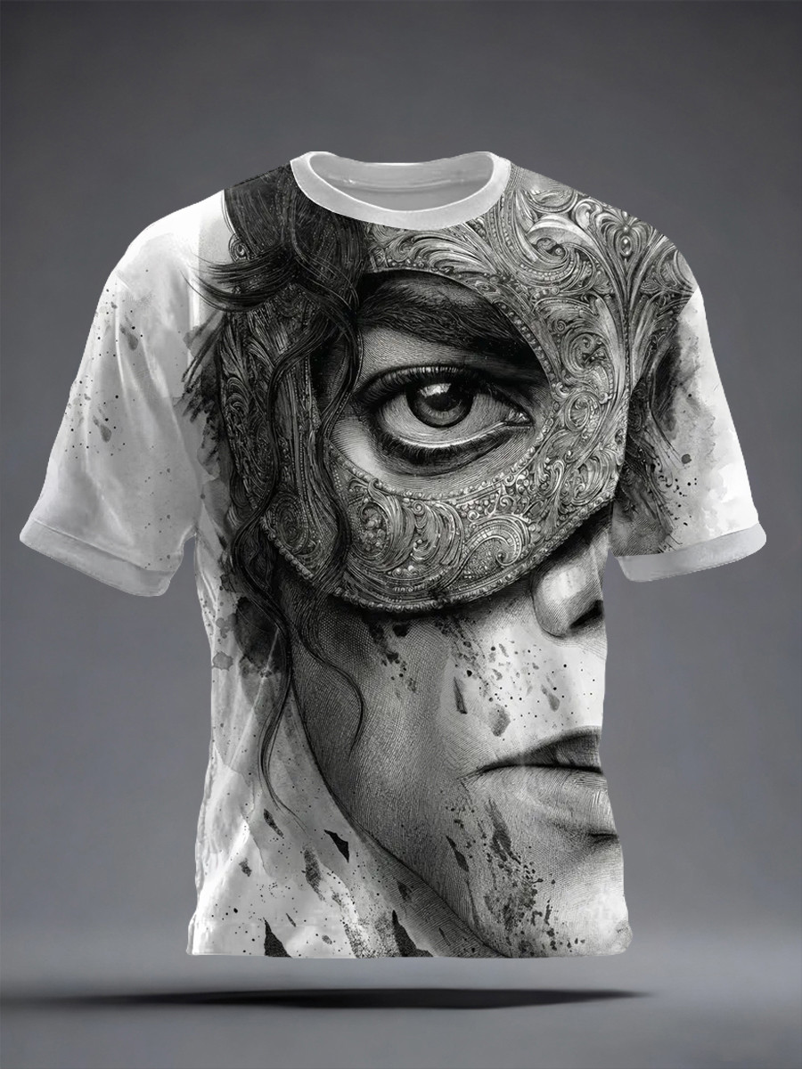 Michael Jackson Masked Portrait T-Shirt Pop Icon Tribute Apparel MJ Fans Gift