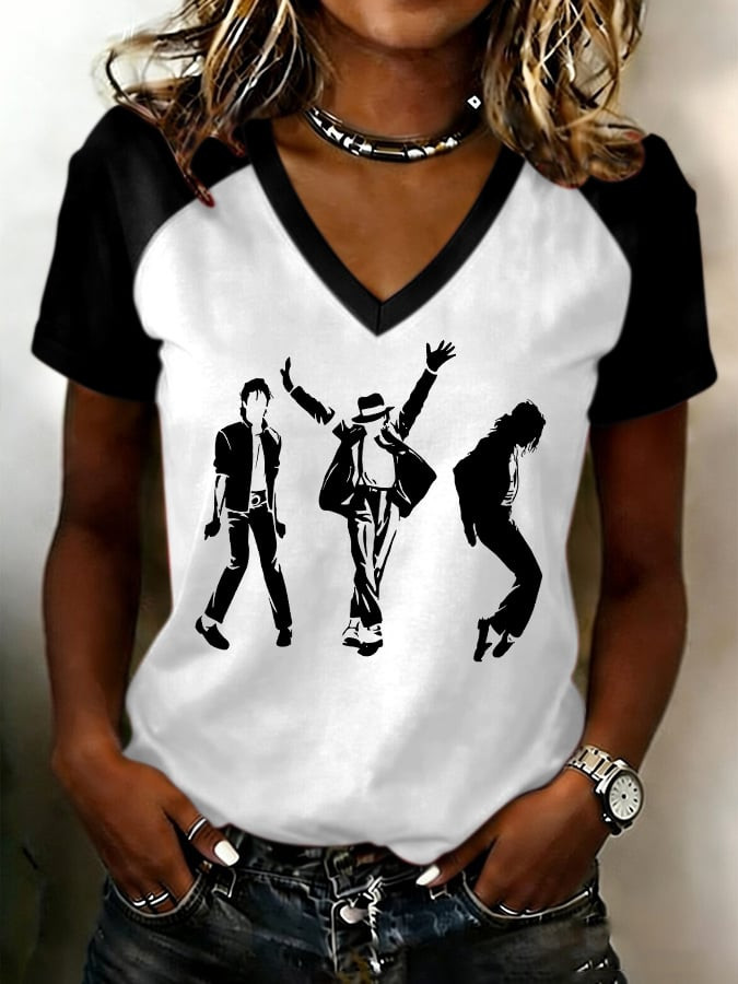 Michael Jackson Merch Dance Pose V-Neck Shirt Michael Jackson Apparel Birthday Gift For Her