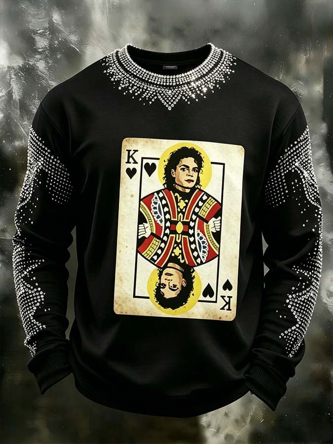 Michael Jackson Merch King Pocker Card Long Sleeve Shirt Michael Jackson Apparel Gift For Fans