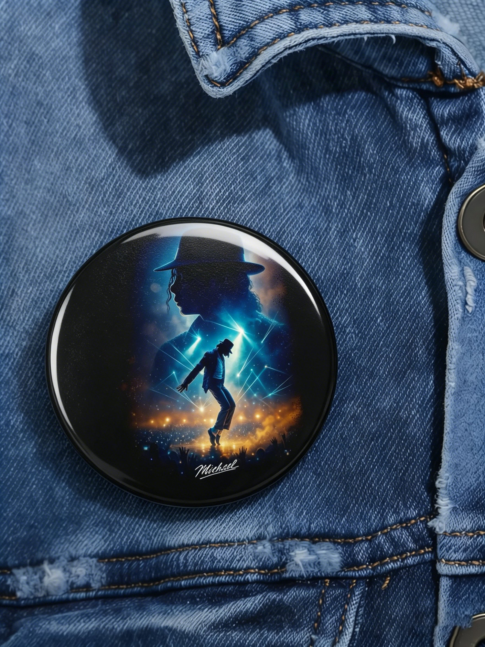 Michael Jackson Moon Walk Concert Glow Button Michael Jackson Pin Gift For Husband