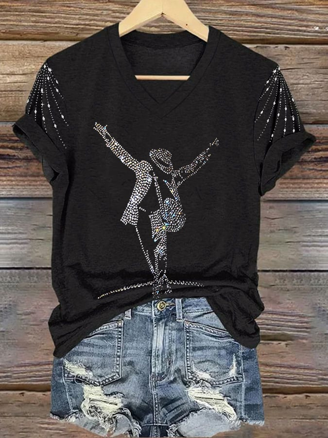 Michael Jackson Super Star Dance Pose V-Neck Shirt Michael Jackson Clothes Cool Gift For Her