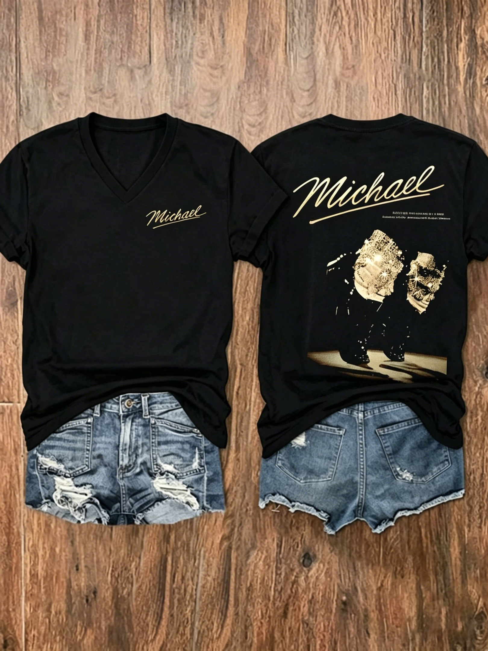 Michael Jackson Super Star V-Neck Shirt Michael Jackson Clothes Gift Idea For Girlfriend