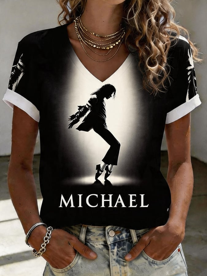 Michael Jackson Super Star V-Neck Shirt Michael Jackson Clothes King Of The Pop Lover Gift