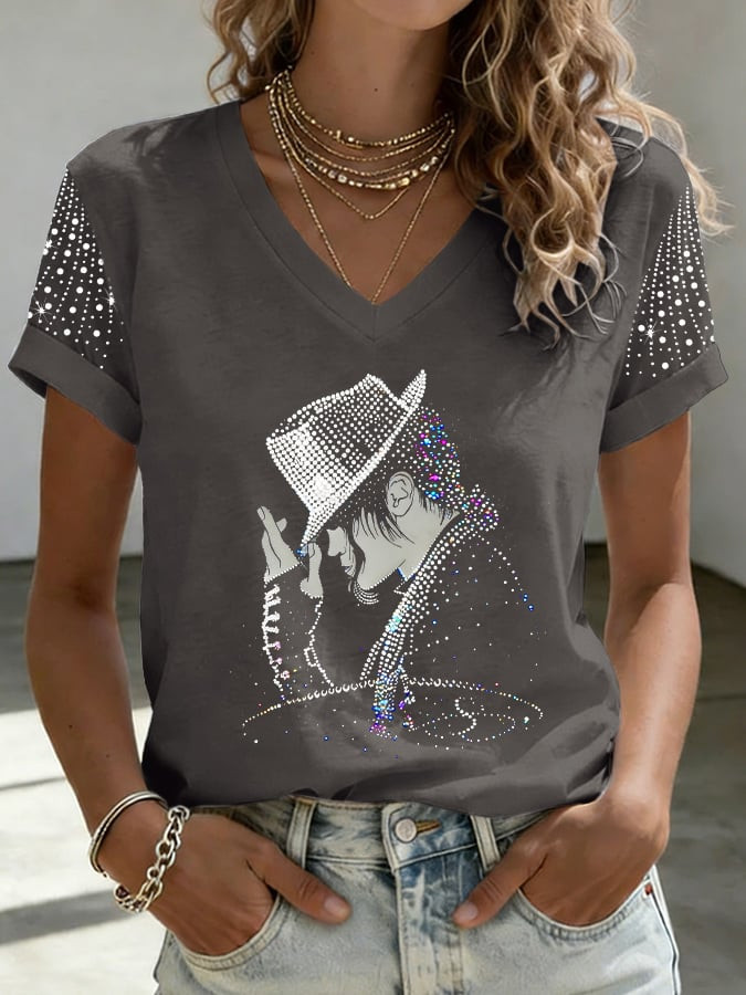 Michael Jackson Superstar Art V-Neck Shirt Michael Jackson Clothes Present Idea For Wife