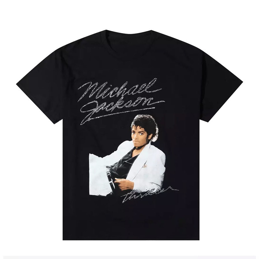 Michael Jackson Thriller Silver Letters T-Shirt Michael Jackson Clothes Husband Gift Idea