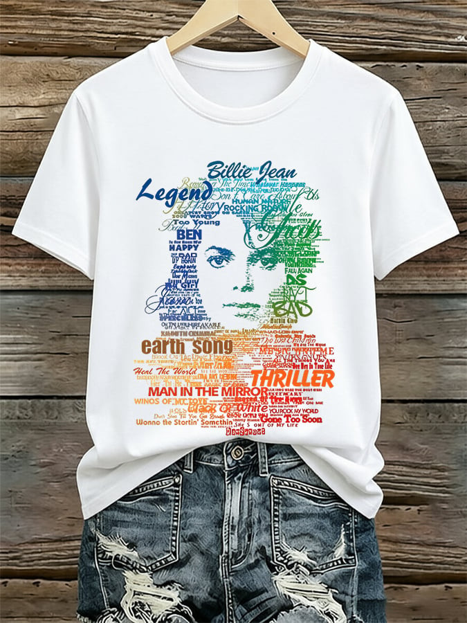 Michael Jackson World Art Portrait T-Shirt Michael Jackson Clothes Cool Gift For Sister