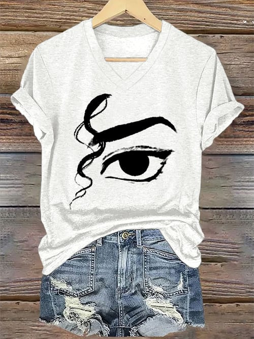 Michael Jackson's Eye Graphic V-Neck Shirt King Of The Pop Clothes Michael Jackson Lover Gift