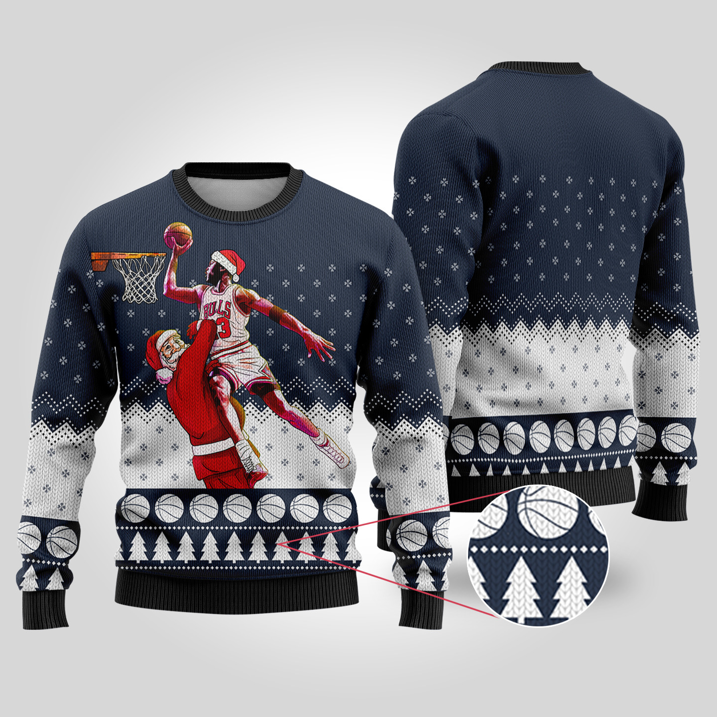 Michael Jordan Funny Ugly Christmas Sweater Navy Cute Holiday Sweatshirt to Spread Joy