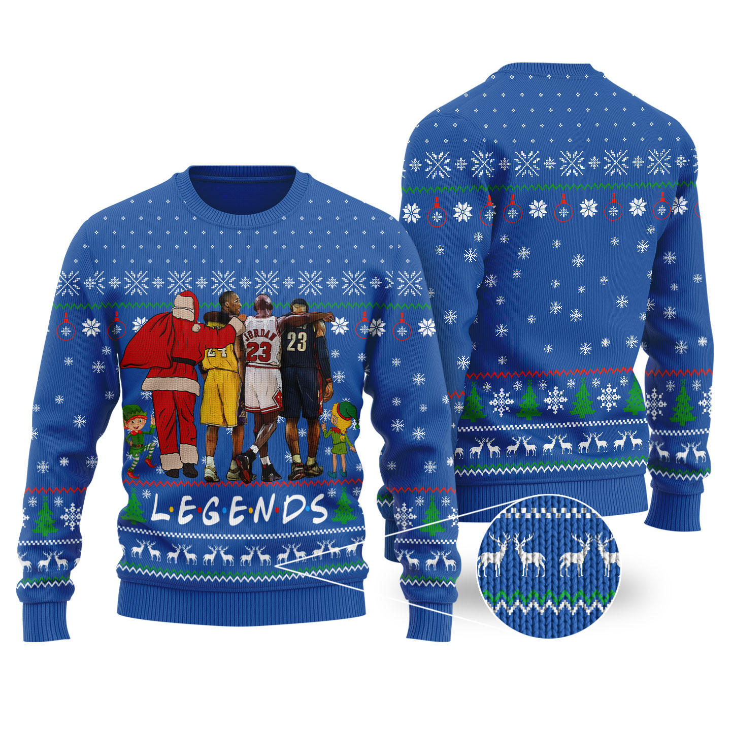 Michael Jordan Lebron James Black Basketball Ugly Sweater Royal Best Gift Idea for Christmas Enthusiasts