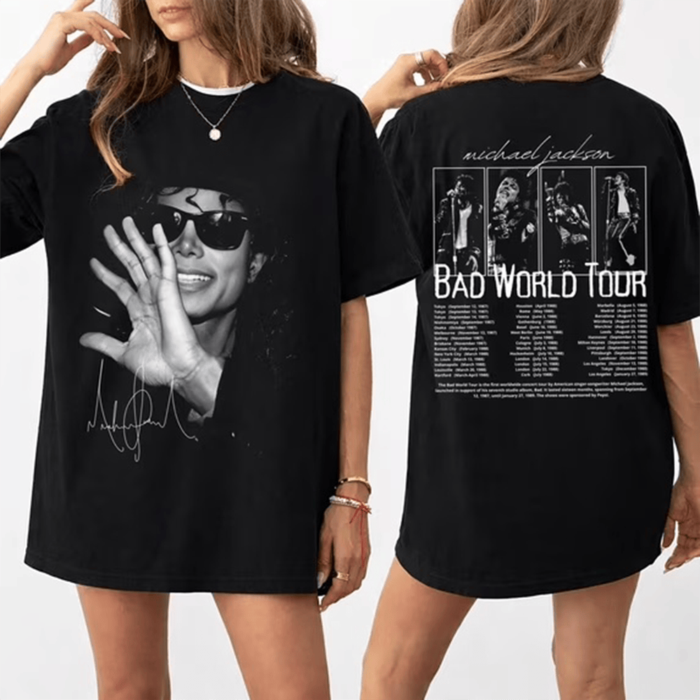 Michael Merch Bad World Tour T-Shirt Michael Jackson Merch Unique Gift For Huge Fans