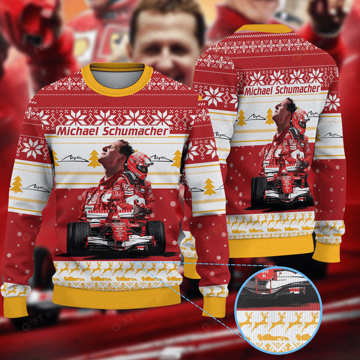 Michael Schumacher Ugly Christmas Sweater Xmas Holiday Gifts For Car Racing Lovers Fans