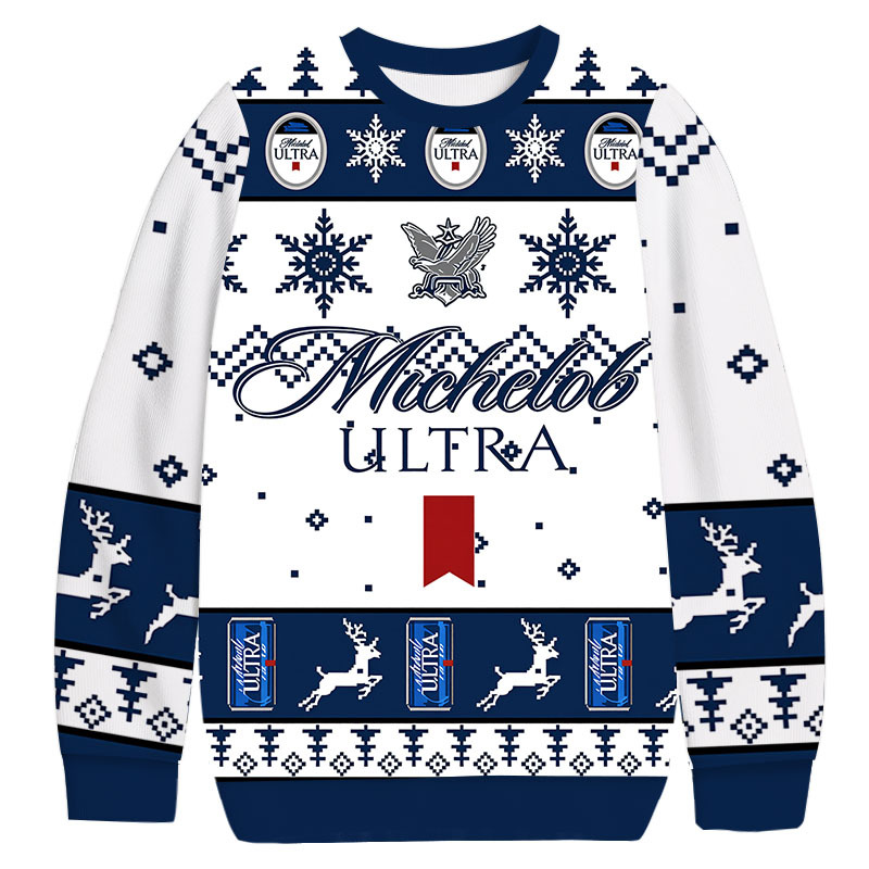 Michelob Ultra Christmas Ugly Sweatshirt Funny Christmas Holiday Sweater Gift Ideas