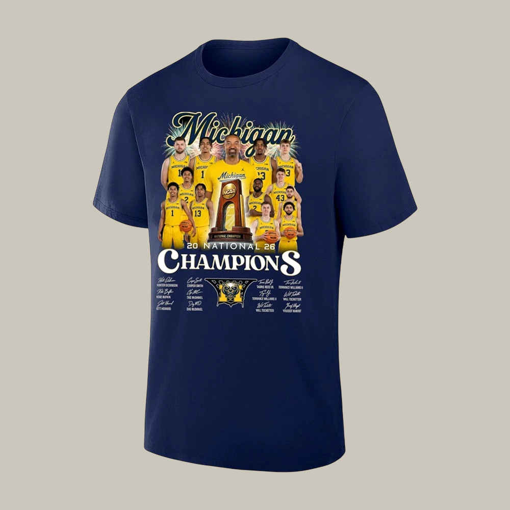 Michigan Championship T-Shirt Basketball Champions 2026 Merchandise Gift For University Students