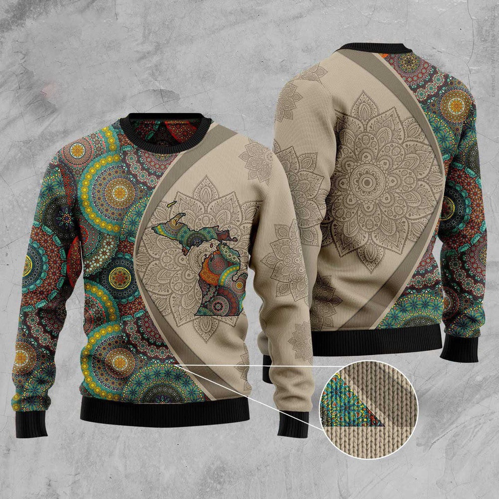 Michigan Mandala Funny Ugly Christmas Sweater Funny Ugly Christmas Sweater Best Christmas Gifts