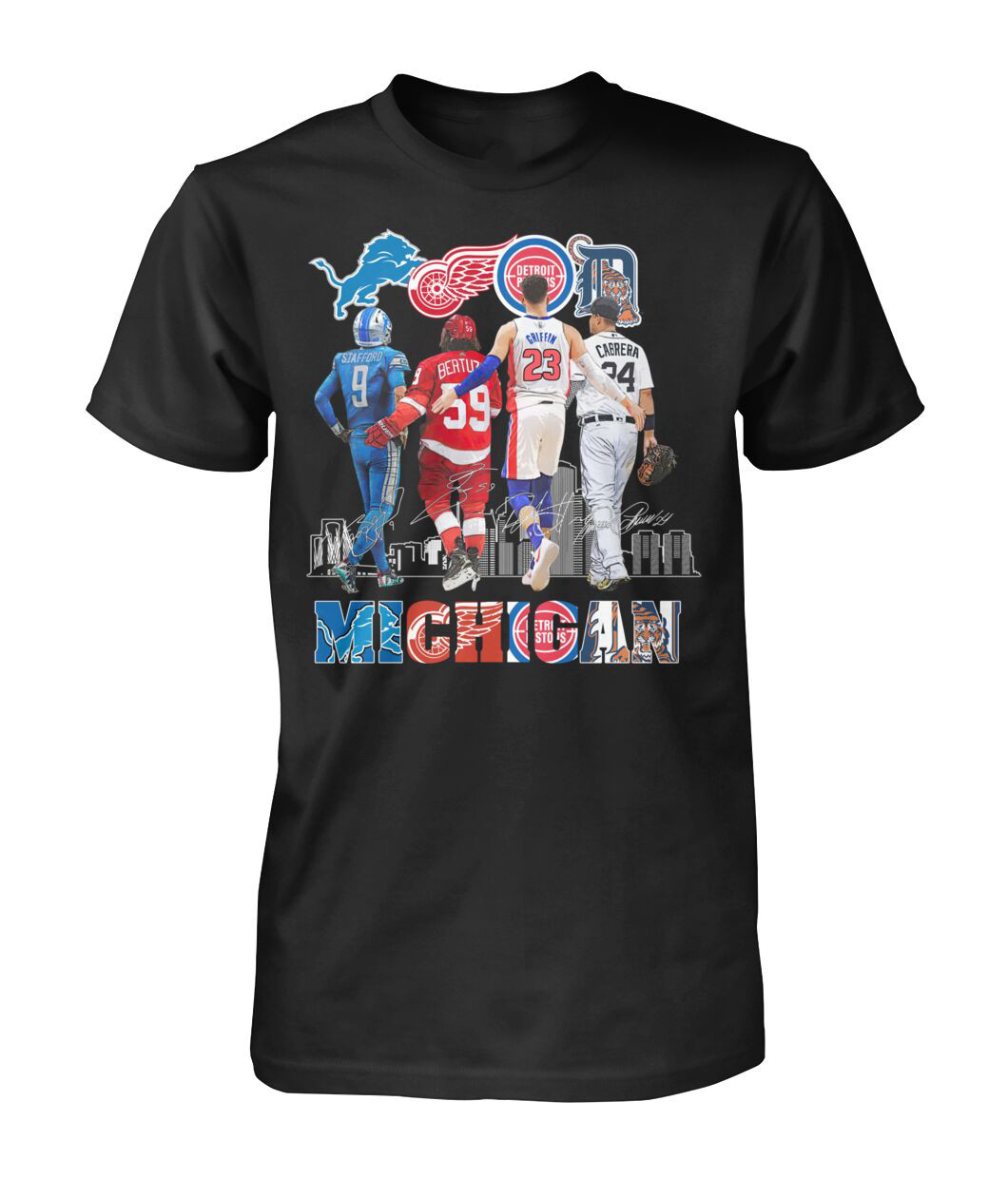 Michigan Multi Sport Mashup 4 Team T-Shirt Game Day Clothing Gift For Game Day Fans