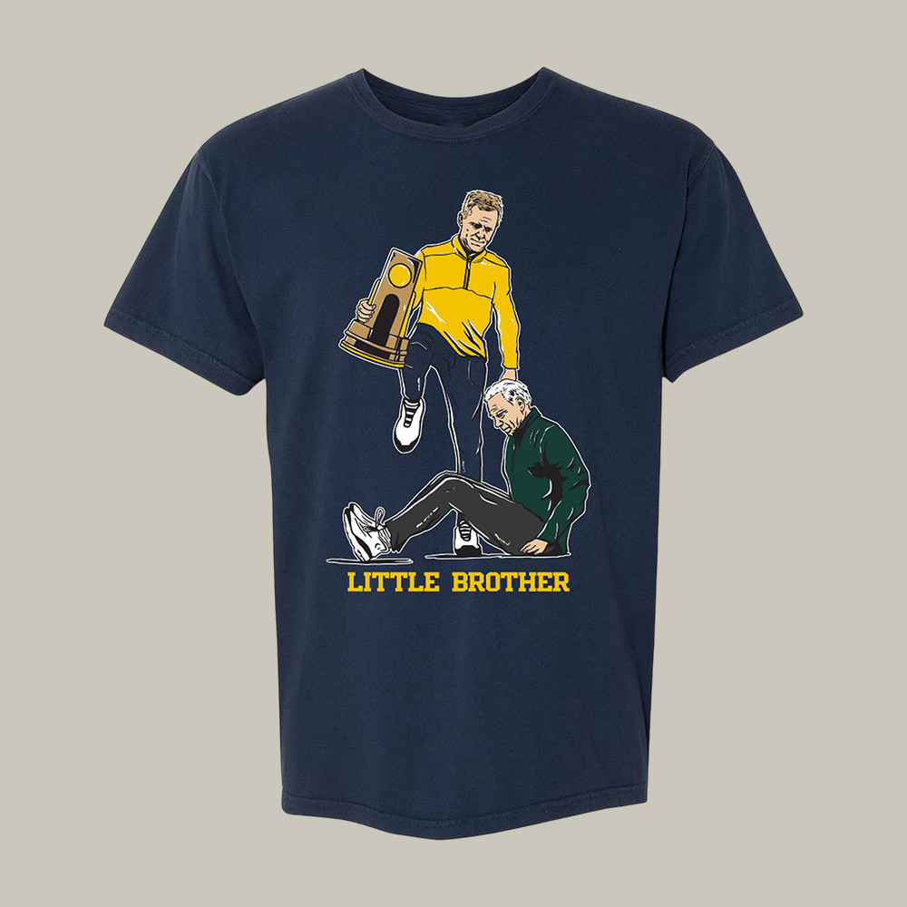 Michigan National Champs T-Shirt Coach With Trophy Opponent Defeated Merch Gift For College Fans