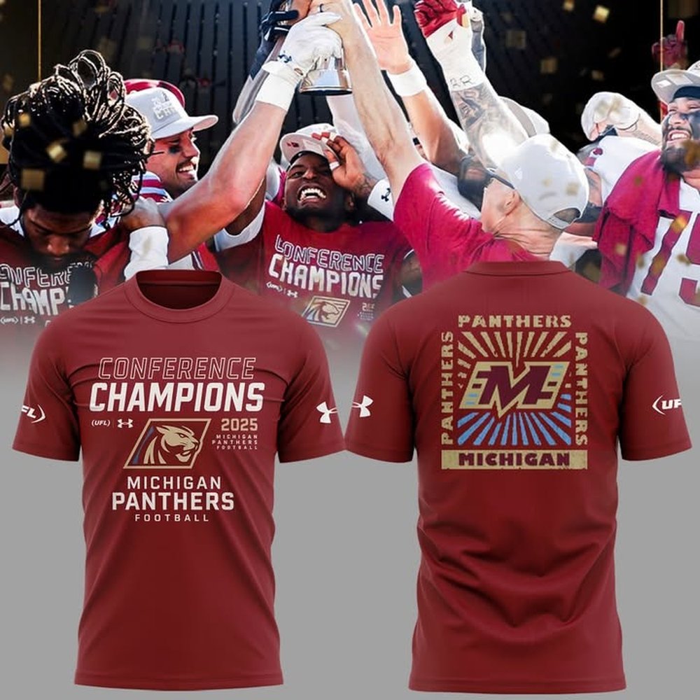 Michigan Panthers Usfl Conference Champions 2025 T-Shirt Michigan Panthers Merch Best Gift For Football Lover