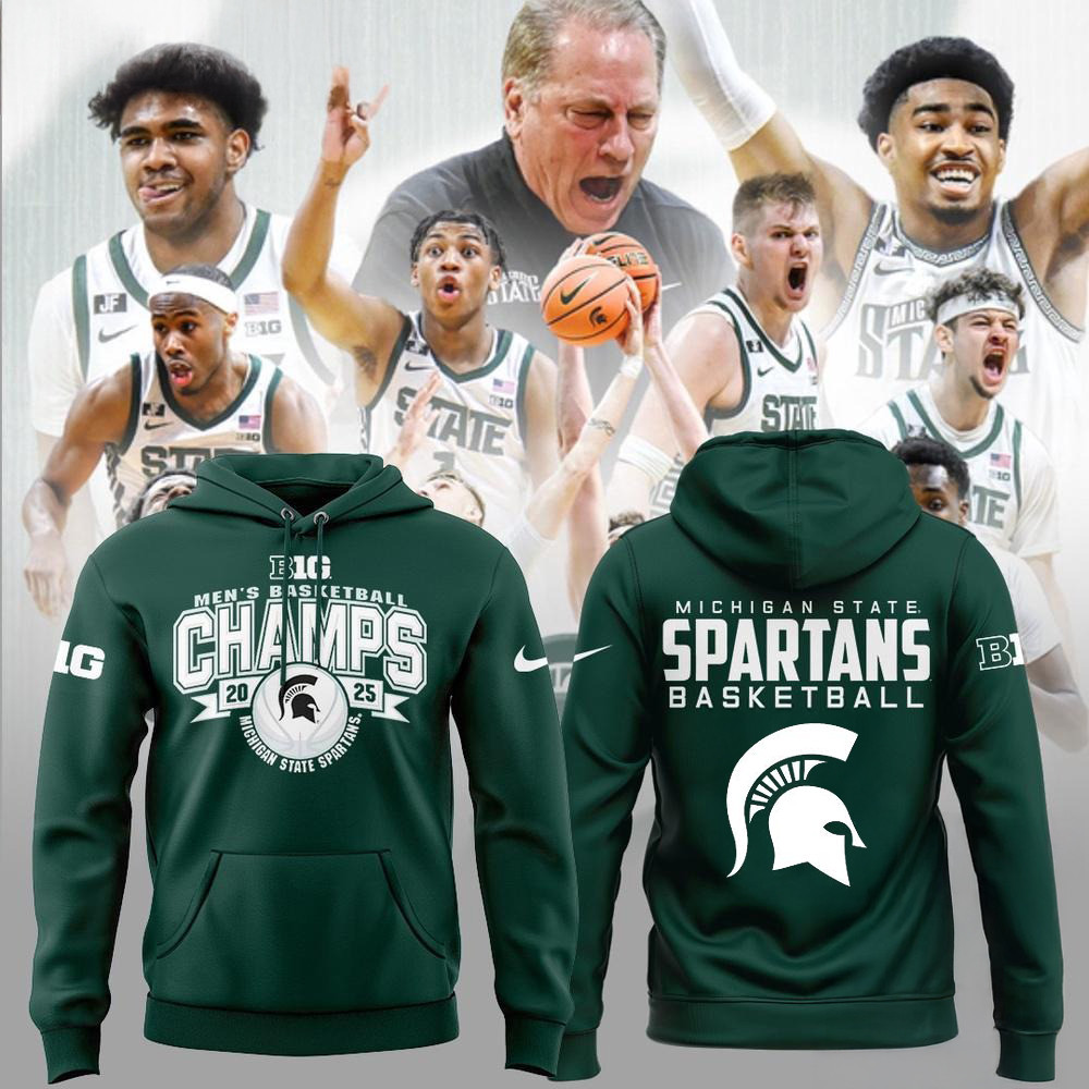Michigan State 2025 Big Ten Mens Basketball Regular Season Champions Limited Hoodie Fans Gifts