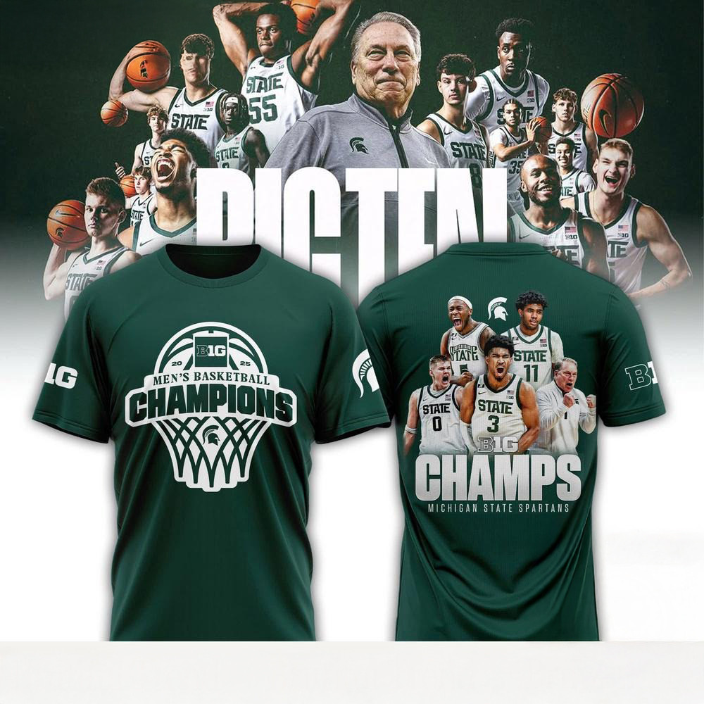 Michigan State 2025 Big Ten Men's Basketball Regular Season Champions Shirt Gifts For Husband