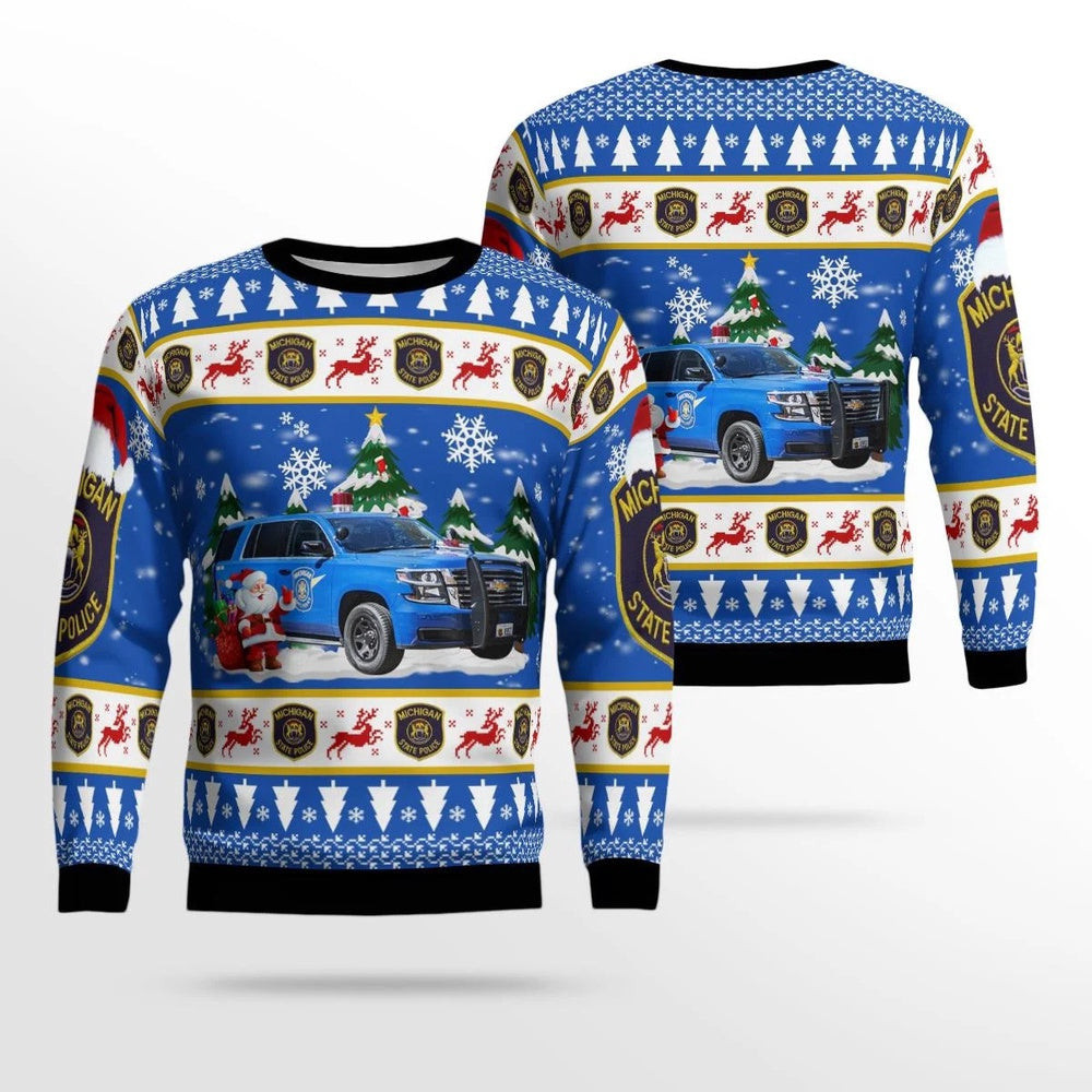 Michigan State Police 00 Chevy Tahoe K95 Christmas Ugly Sweater Christmas Unisex Sweaters Gift For Christmas