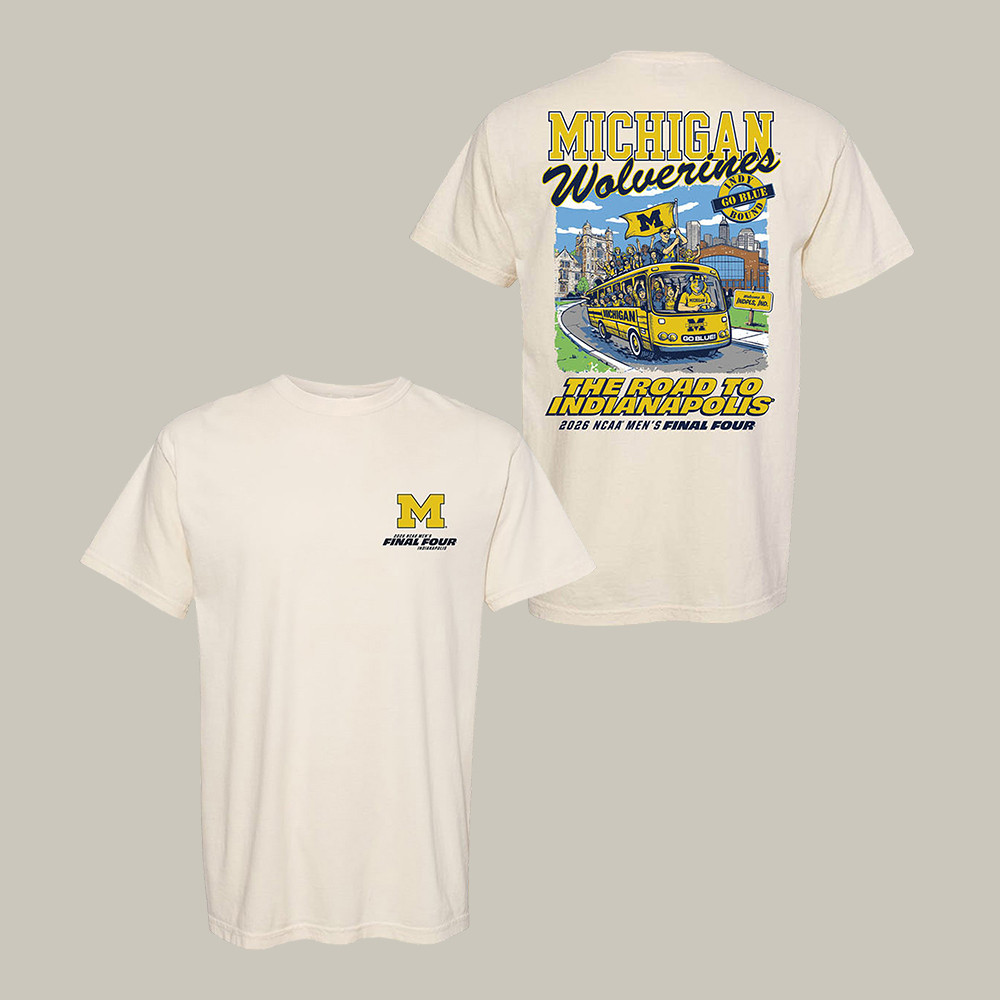 Michigan Wolverines 2026 NCAA Men's Basketball Final Four T-Shirt The Road To Indianapolis Shirt