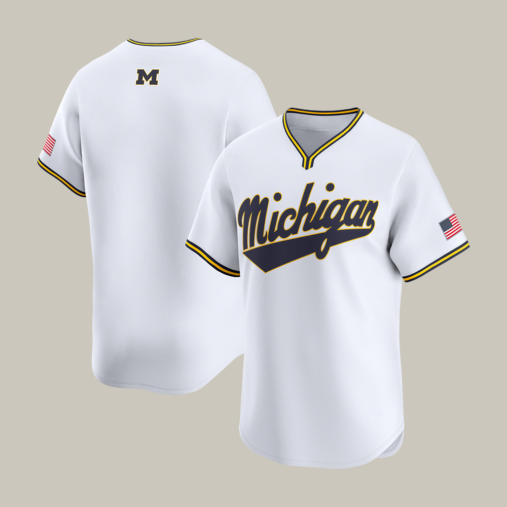 Michigan Wolverines Baseball V-Neck Shirt American Flag Michigan Wolverines Merch Gift For Father