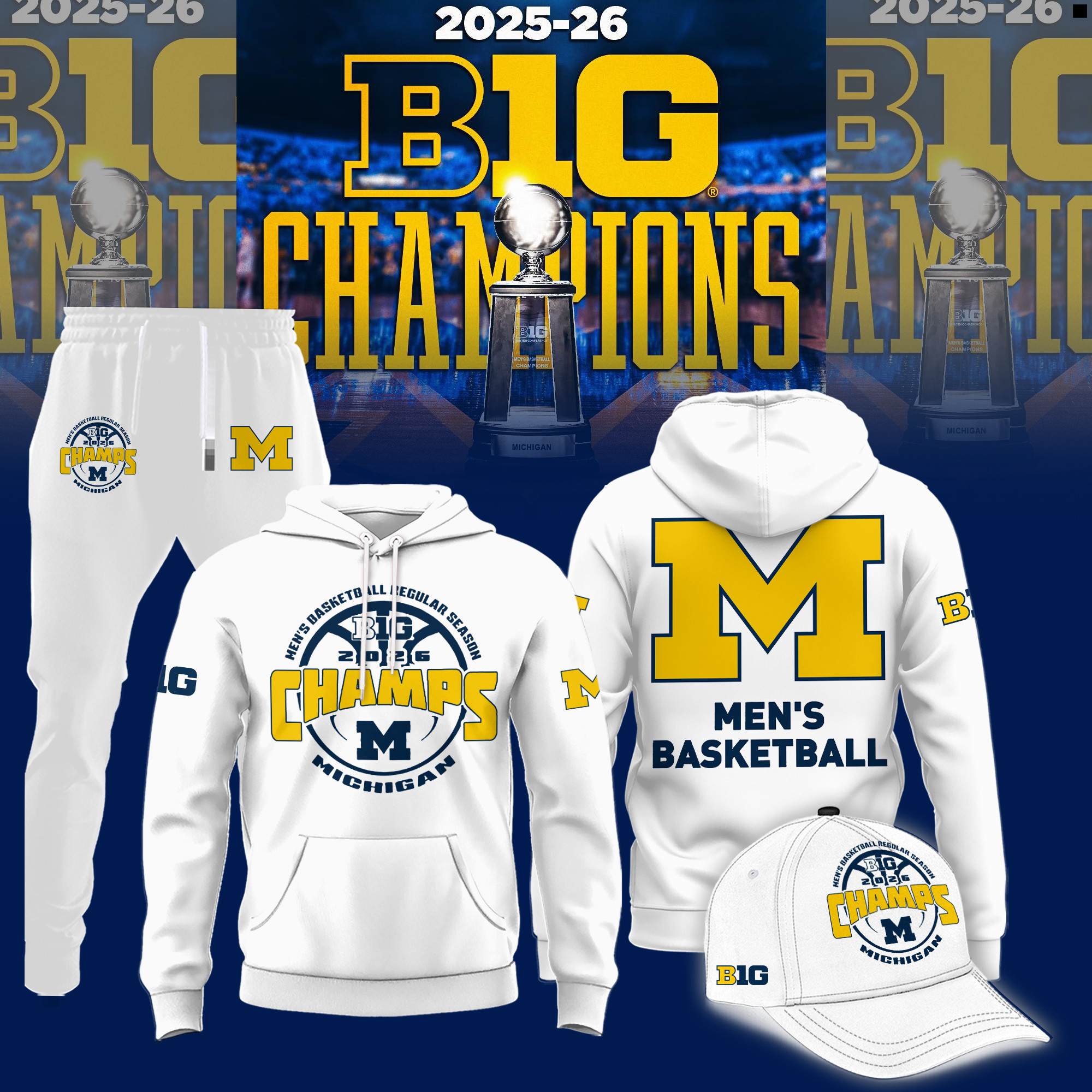Michigan Wolverines Basketball 2026 Big Ten Champions Hoodie 2026 Basketball Final Four Apparel