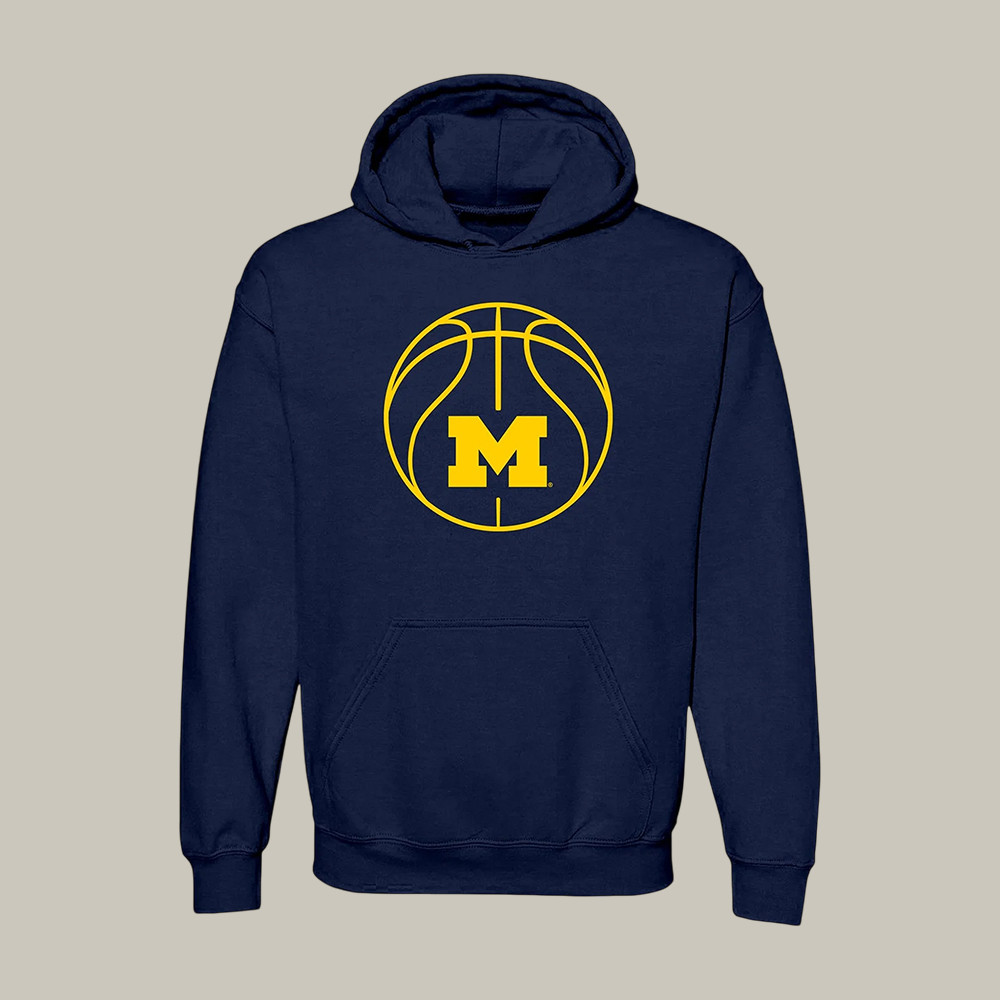 Michigan Wolverines Basketball Outline Hoodie March Madness Bracket Apparel Father's Day Gift