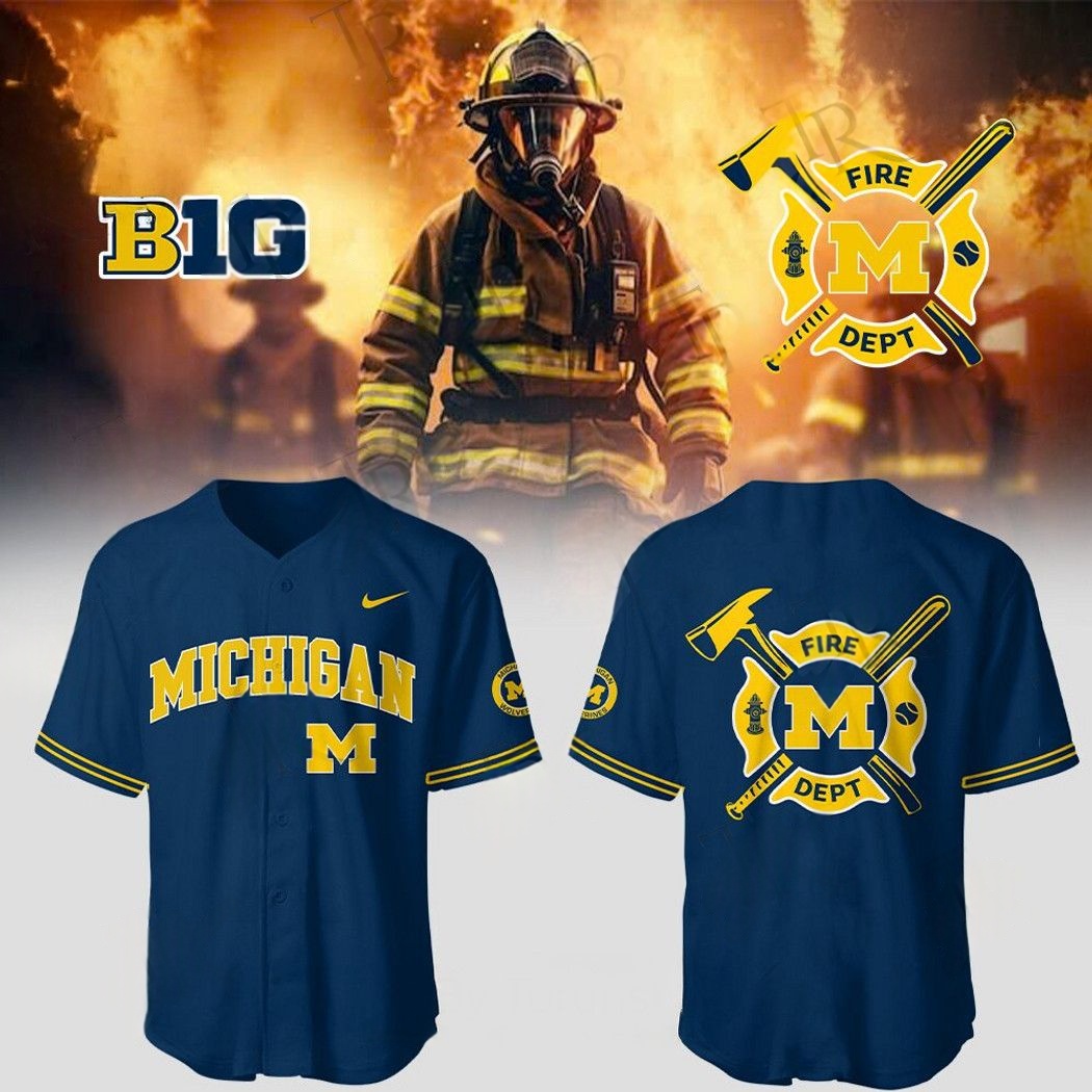 Michigan Wolverines Firefighter Appreciation Night 2025 Limited Edition Baseball Jersey Baseball Father's Day Gifts