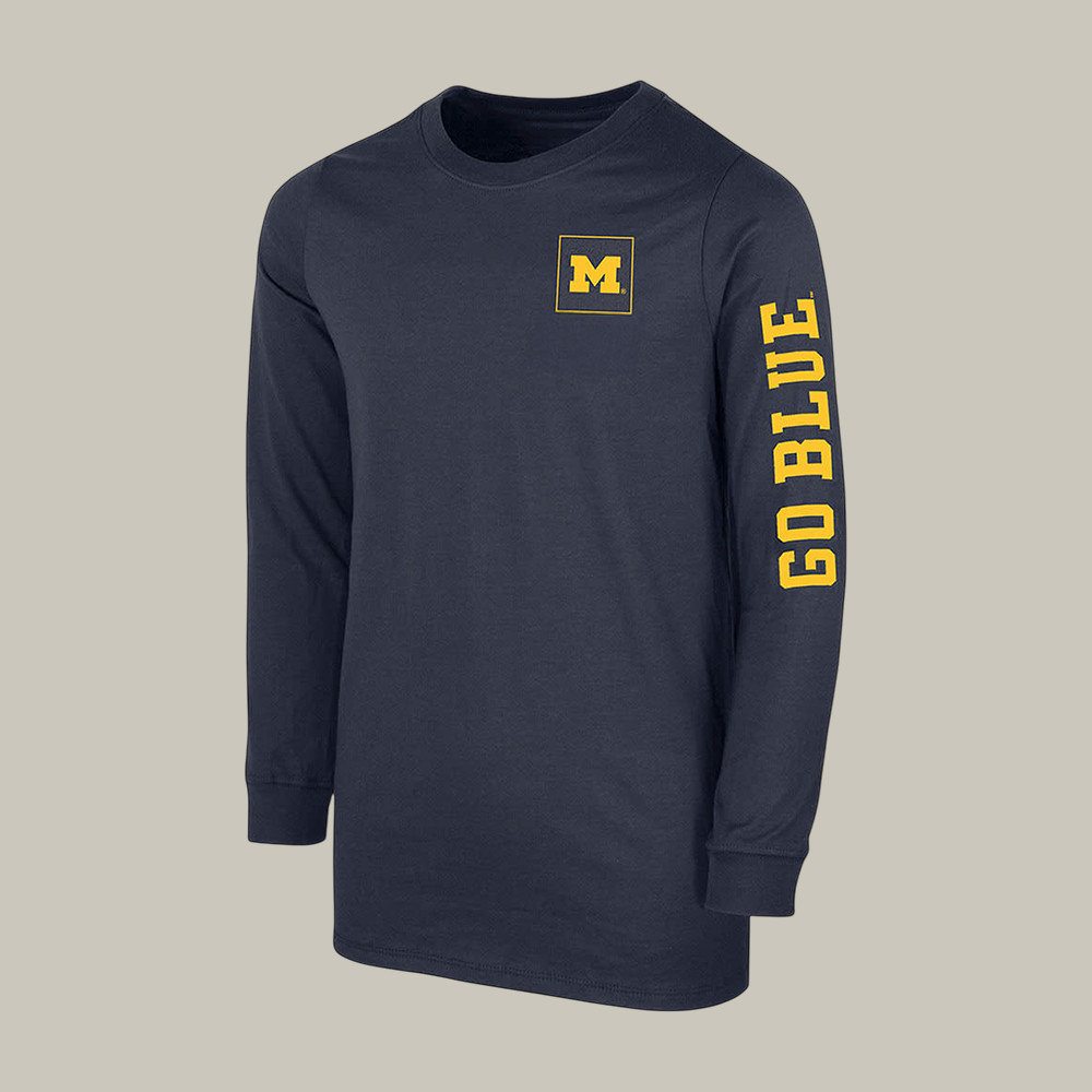Michigan Wolverines Go Blue Baskteball Long Sleeve Shirt Basketball Apparel Gift For Him