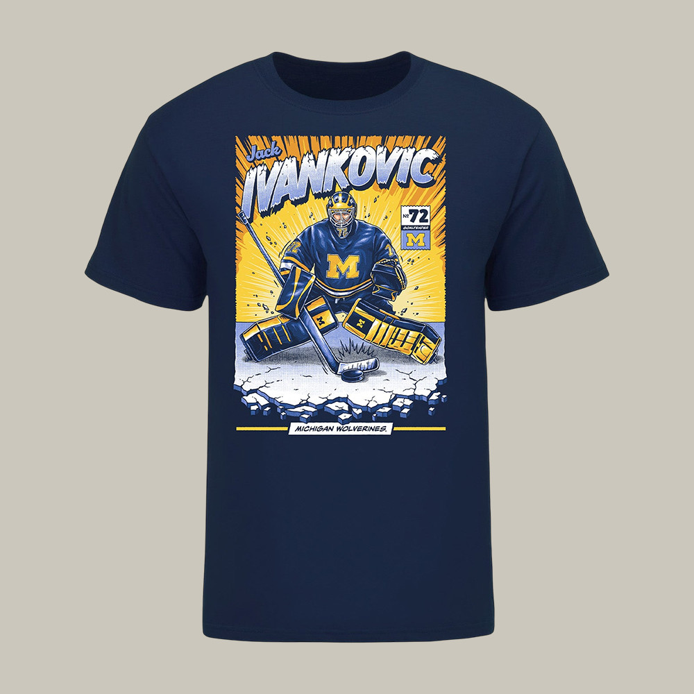 Michigan Wolverines Jack Ivankovic T-Shirt Michigan Wolverines Men's Ice Hockey Clothes Hockey Gear