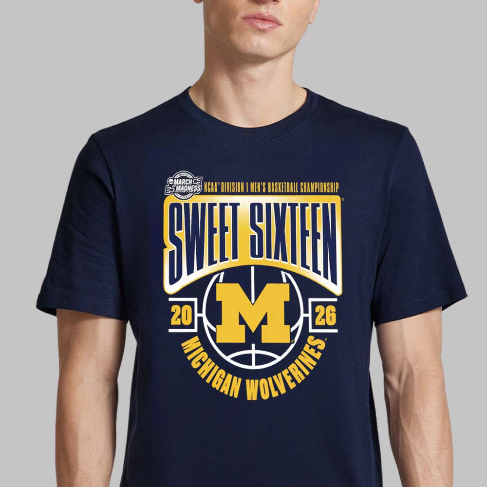 Michigan Wolverines Men's Basketball 2026 NCAA T-Shirt March Madness Sweet 16 Clothes Fan Gear