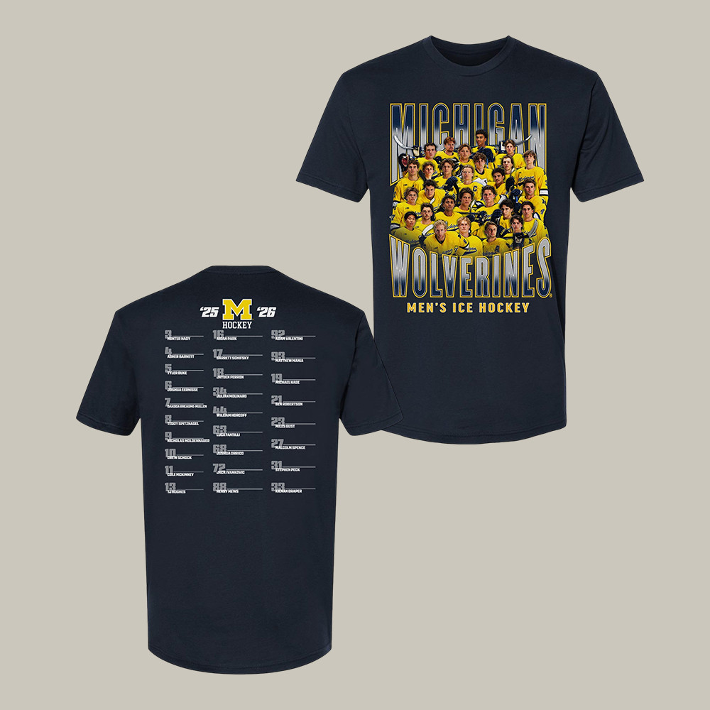 Michigan Wolverines Men's Hockey Team T-Shirt Michigan Wolverines Men's Ice Hockey Merch
