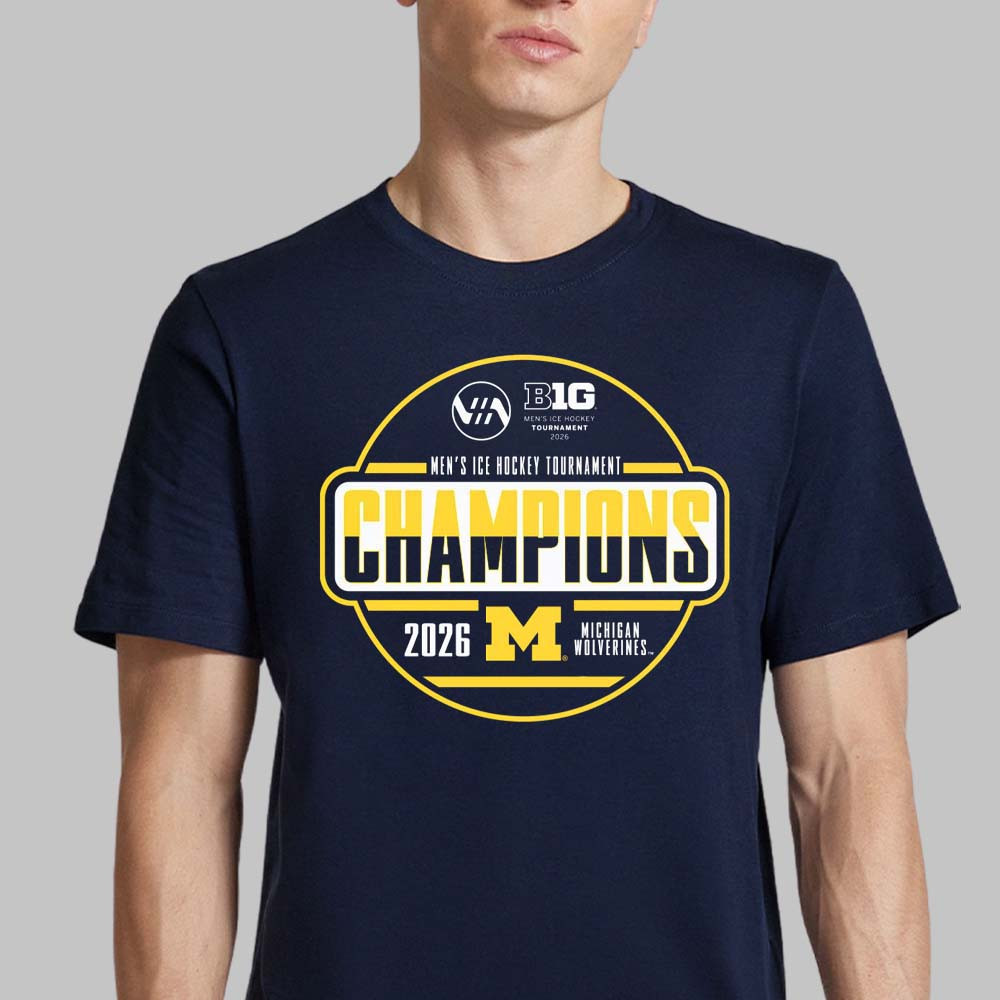 Michigan Wolverines Men's Ice Hockey 2026 T-Shirt Big 10 Tournament Champions Locker Room Shirt