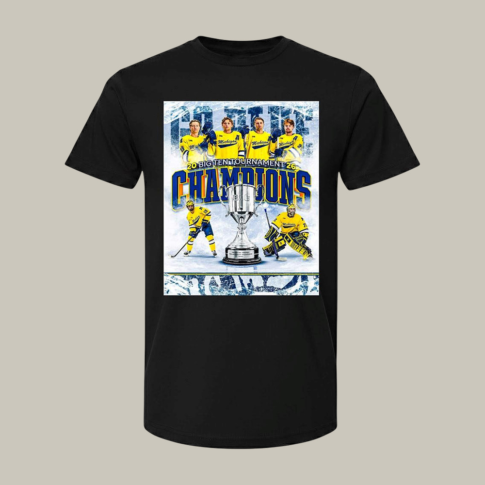 Michigan Wolverines Men's Ice Hockey T-Shirt Big Ten Tournament Champions Clothing Fan Gift